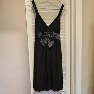 Mini Black Dress with Bow Detail